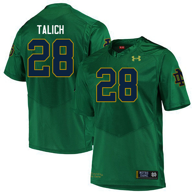 Men #28 Luke Talich Notre Dame Fighting Irish College Football Jerseys Stitched Sale-Green